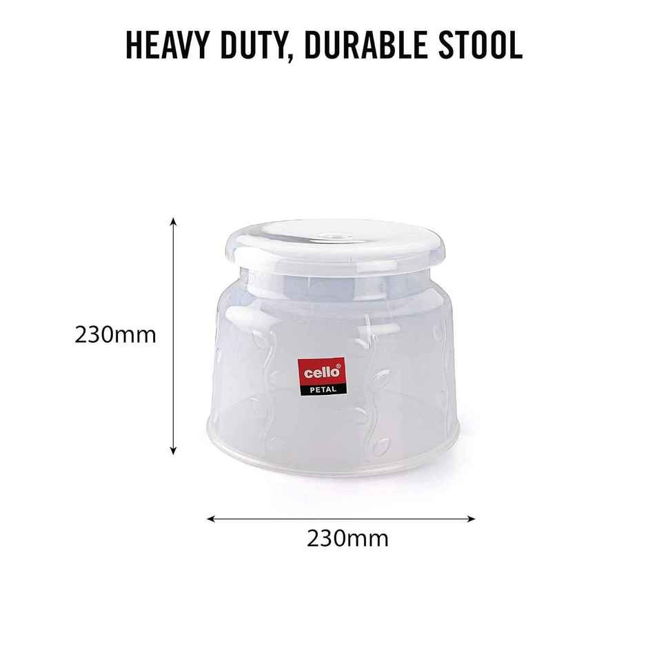 Cello Petal Bathroom Set | Bucket, Bath Mug & Bath Stool | Transparent | Set of 3