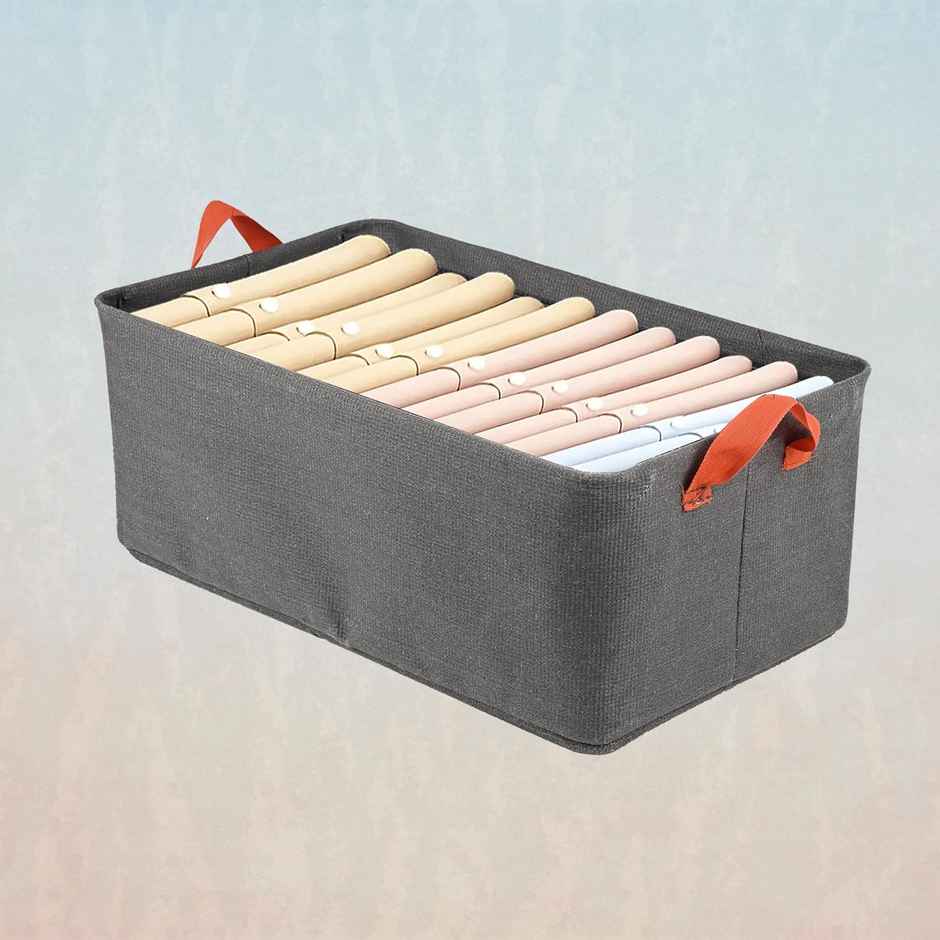 Kuber Industries Foldable Wardrobe Organisers Storage Box With Metal Frame & Handles