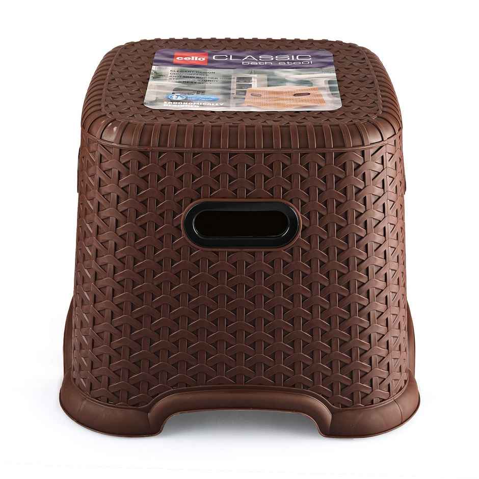 Cello Classic Perfect Posture Small Plastic Stool, Brown | Lightweight Plastic Stool for Sittng