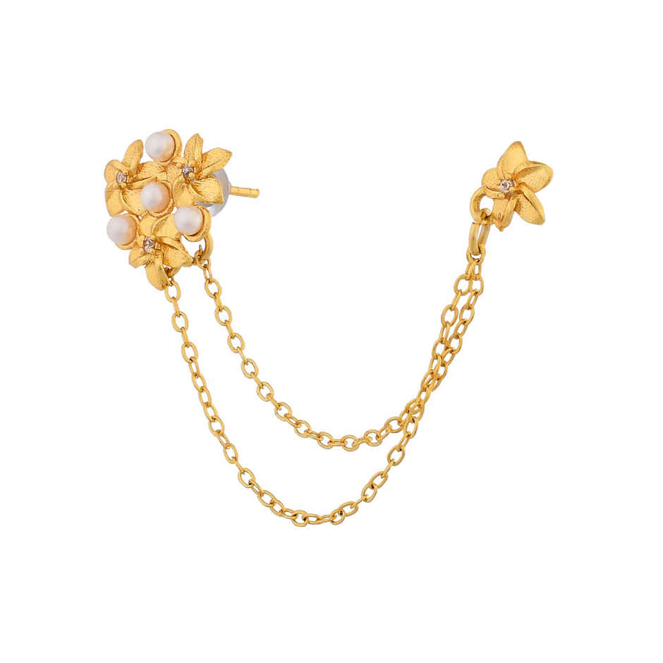 Voylla Hawaii Plumeria Pearl Bejoran Earrings