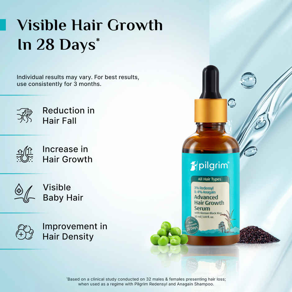 Pilgrim Advanced Hair Growth Serum with Redensyl & Anagain Reduces Hair Fall & Boosts Hair Growth