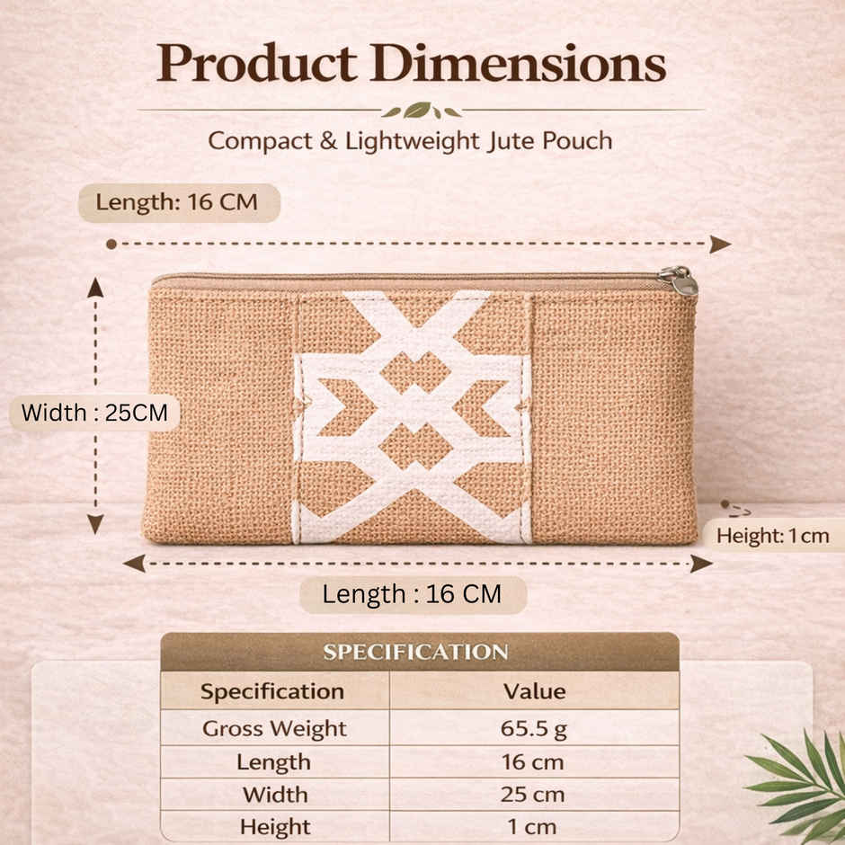 JEDAN Jute Zipper Pouch Bag - Cosmetic Makeup Pouch (JDJZP2001)
