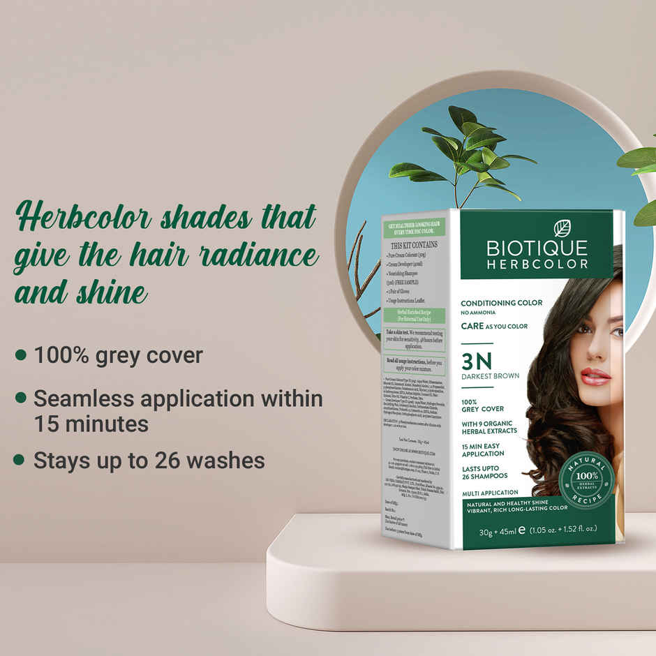 Biotique Herbcolor Darkest Brown | 3N | 30g + 45ml