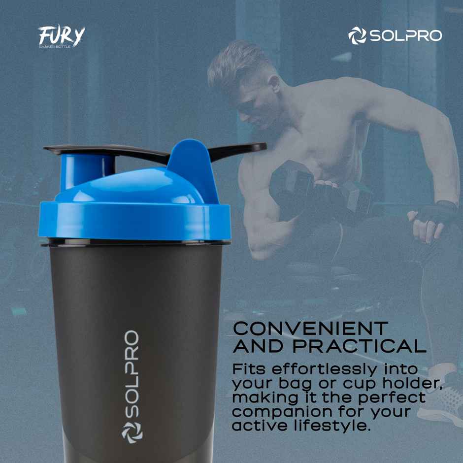 Solpro Fury Shaker Bottle | Gym Shaker | Bpa Free | 450 ml | Blue