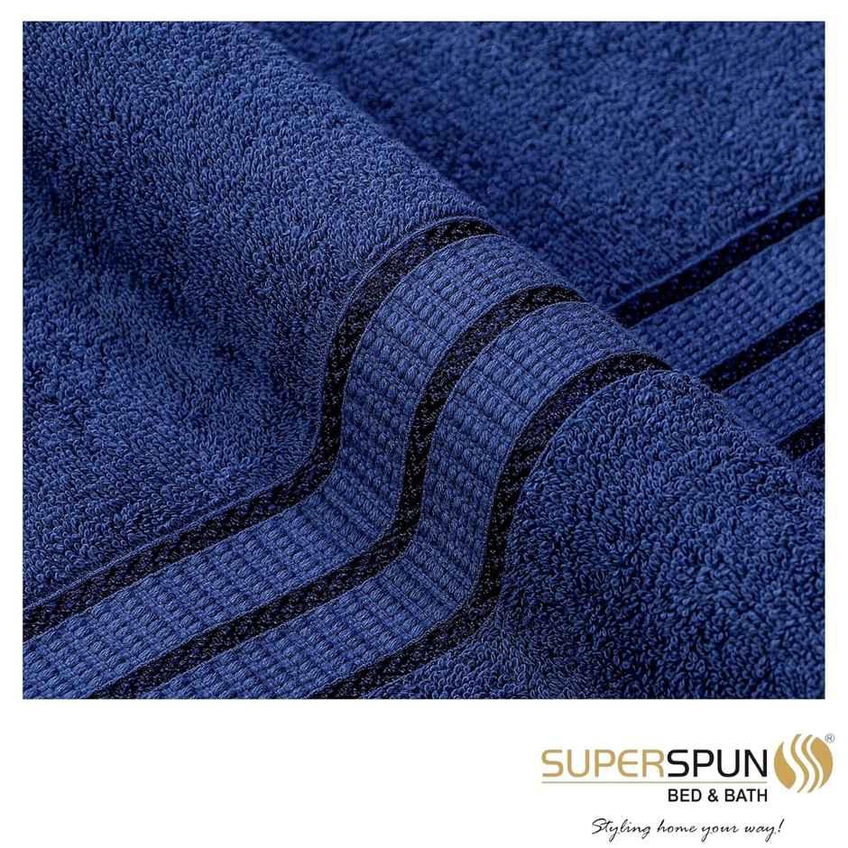 Superspun 100% Cotton- 420 Gsm- Vodre- Two Piece Set- Bath Towel- Size:70 x 140 - Navy Blue & Red