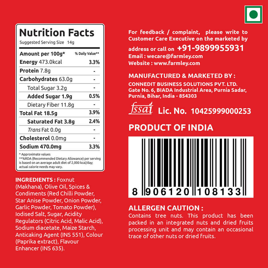 Farmley Tangy Tomato Makhana Roasted In Olive Oil Healthy Snacks