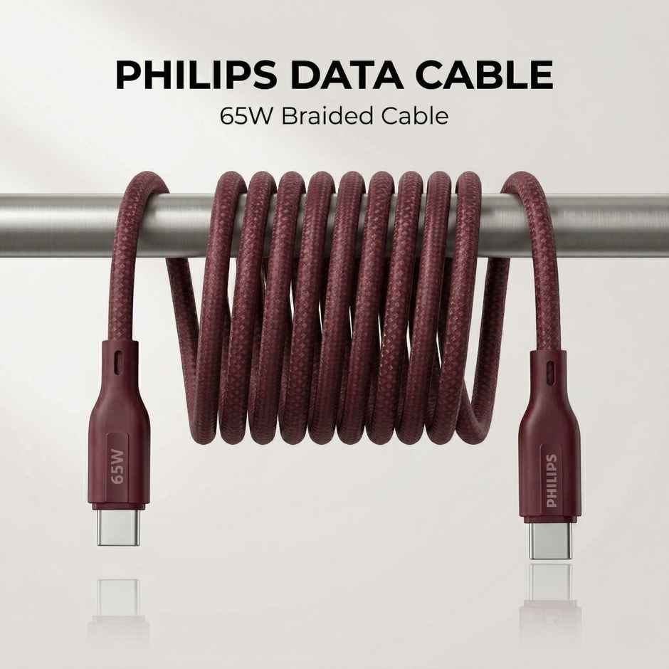 Philips DLC4130CI/94 65W USB Type-C to Type-C Fast Charging Cable | Nylon Braided | 1m