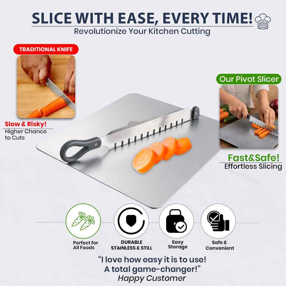 Perpetual Mart Steel Chopping Board with Cutting Guide