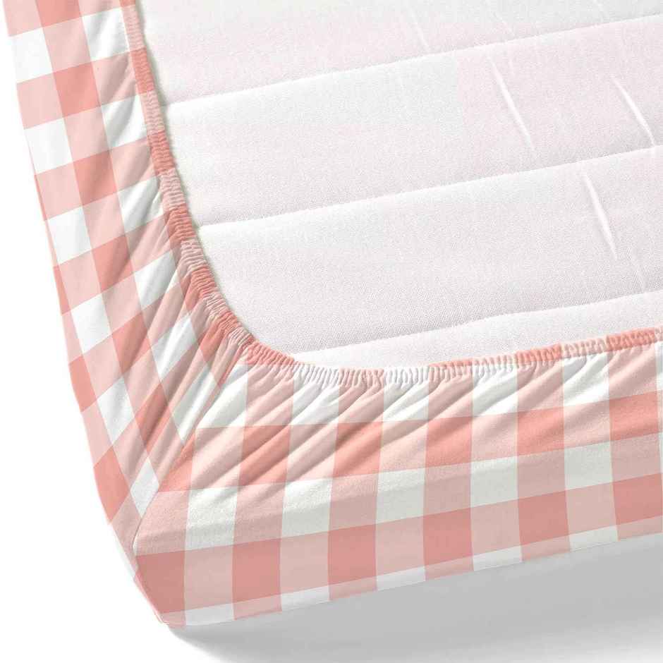 Haus & Kinder 100% Cotton Double Fitted Bedsheet | Cottage Core Blush