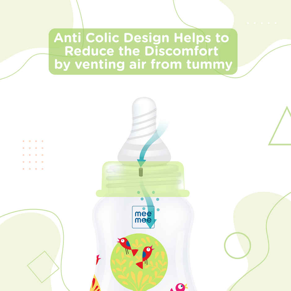 Mee Mee Baby Feeding Bottle with Silicone Nipple | Eazy Flo Technology | Anti-Colic Valve