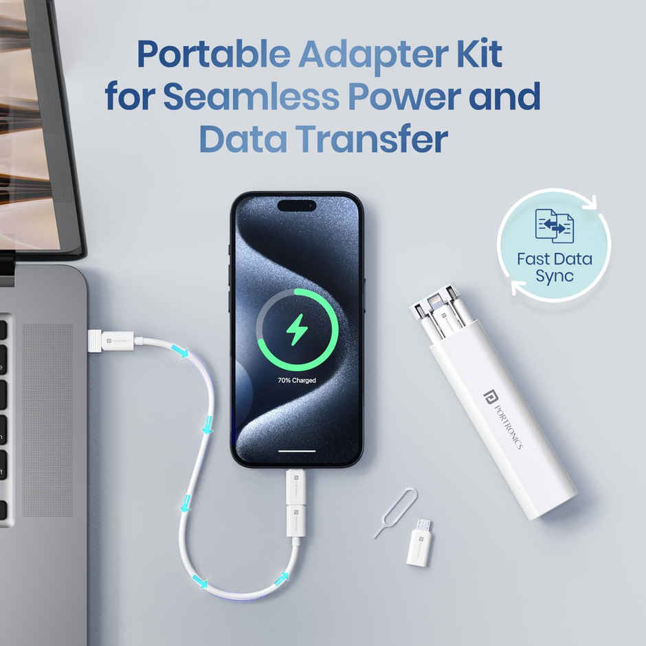 Portronics SnapCase 3 Multipurpose Charging Cable & Connector White