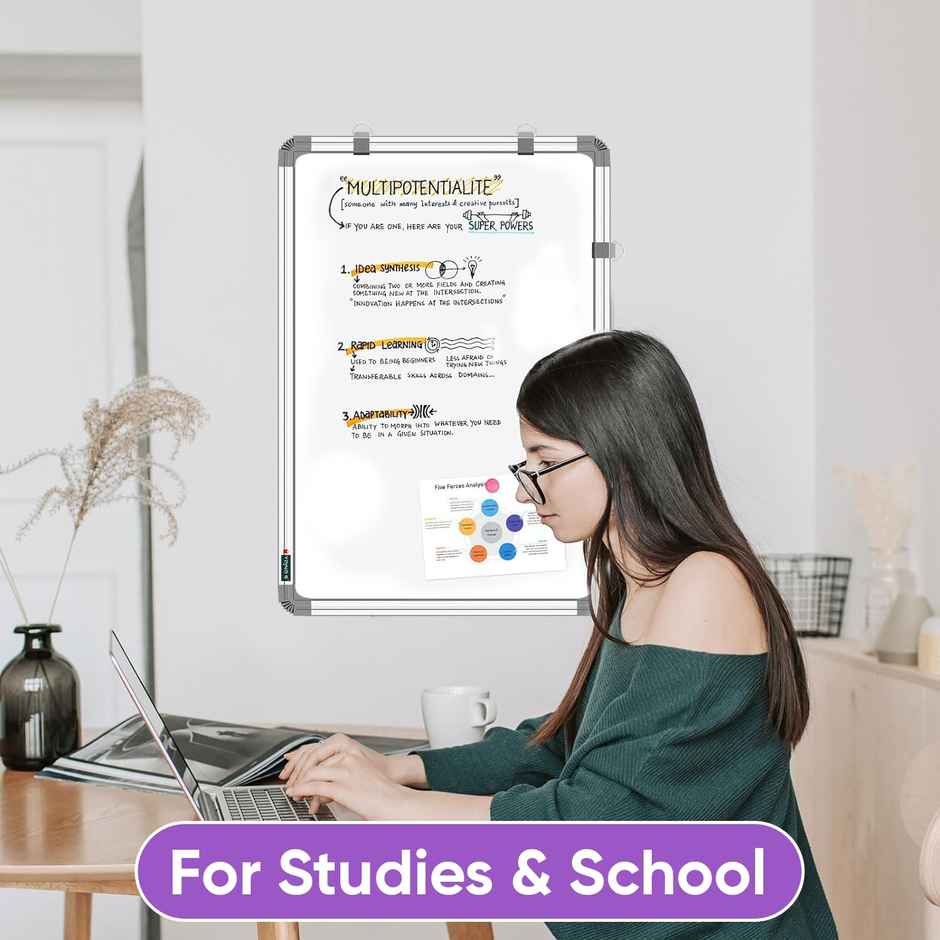 Yajnas Double-Sided Whiteboard & Chalkboard | 2 x 3 Ft | With Marker & Duster | Study & Office Board