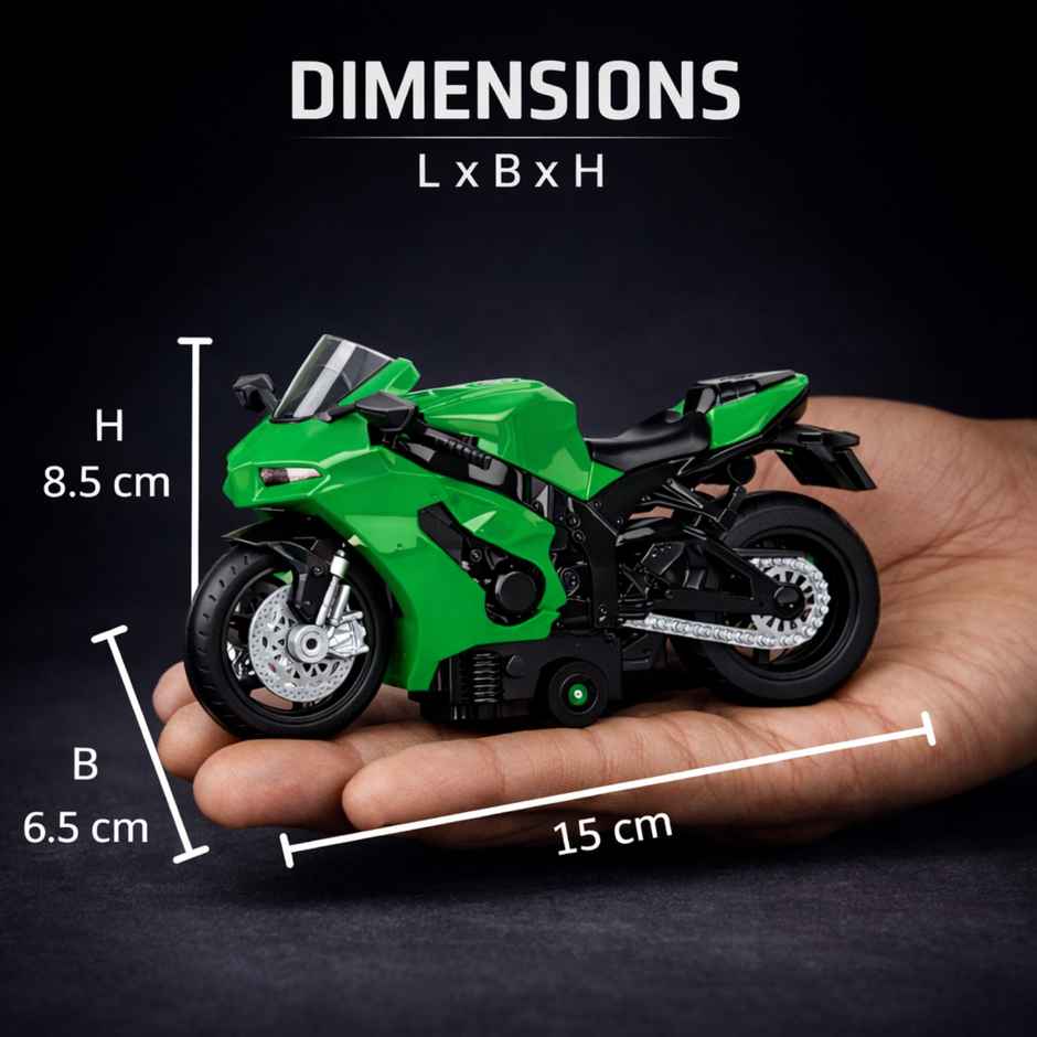 Race n Roll Light & Sound Bolt Racer Bike Toy Pull back Action Green
