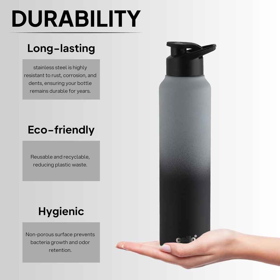 Aqua Pro Max Stainless Steel Water Bottle | Black Grey | CELLO