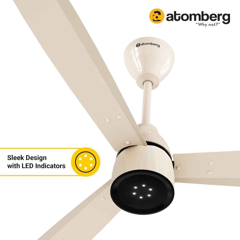 Atomberg Renesa Enzel BLDC Ceiling Fan,1200mm,Remote Control,BEE 5 Star,LED Indicator,Seasand Ivory