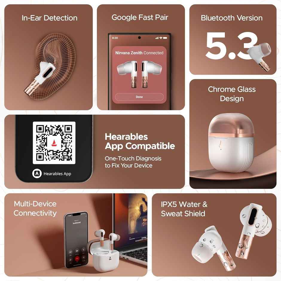 boAt Nirvana Zenith Truly Wireless in Ear Ear Buds W/dolby Audio, 50db Anc(Celestial White)