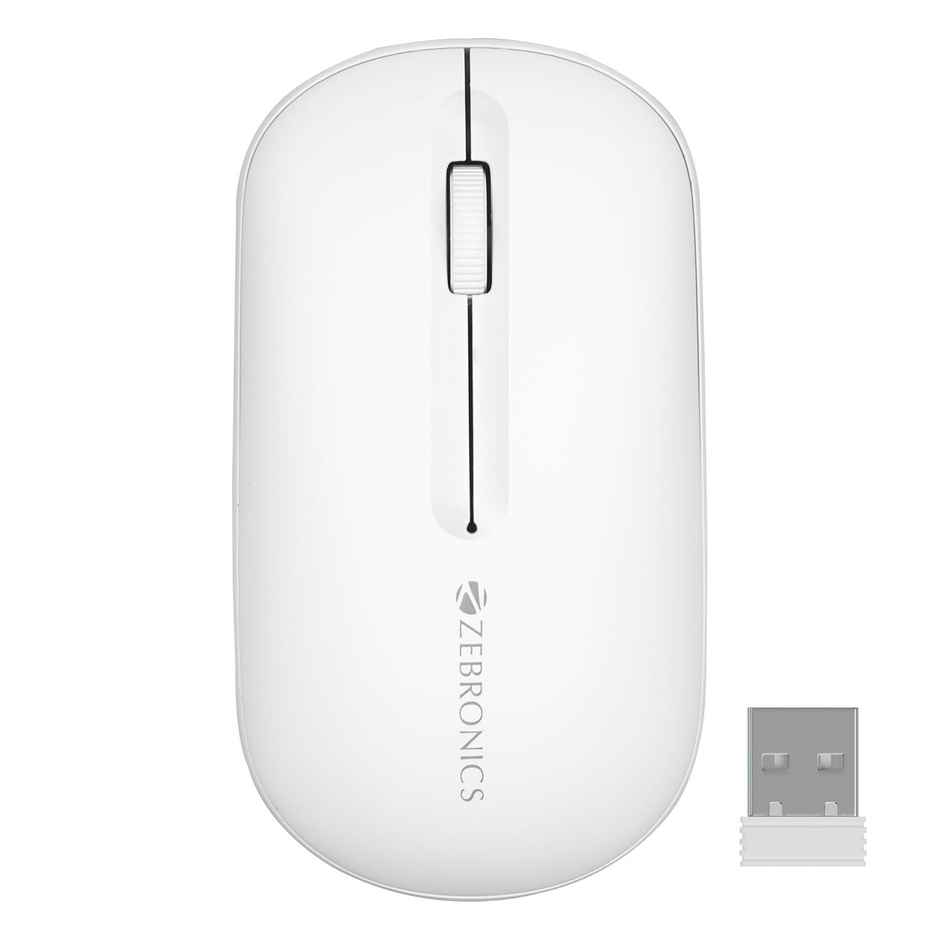 Zebronics Pulse Wireless Mouse, Multi Connectivity, Dual Bluetooth Laptop Computer (White)