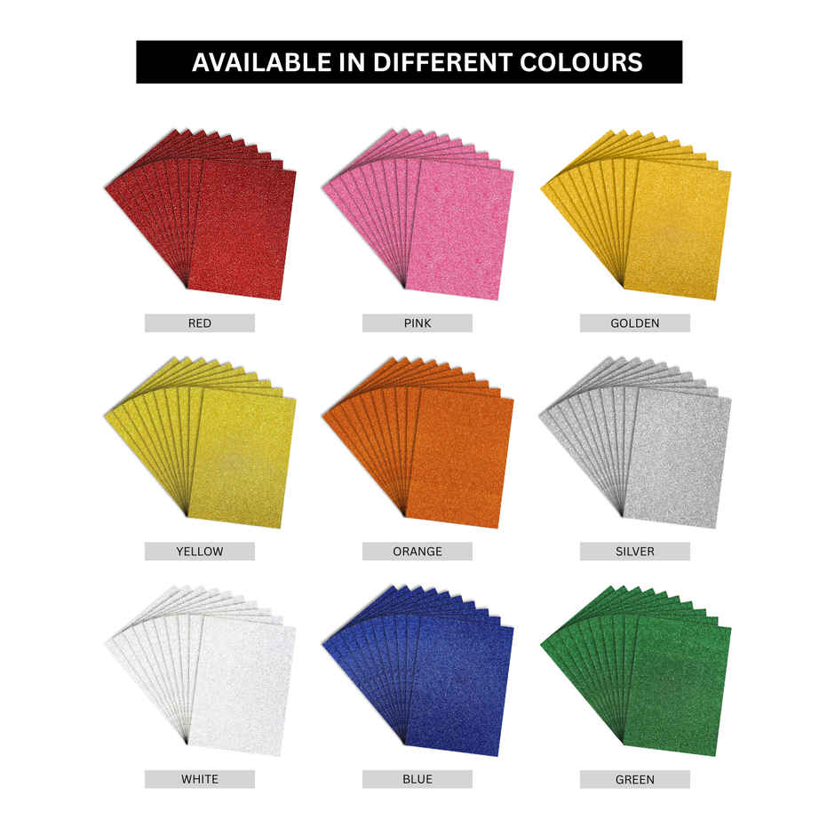 Chrome Self-Adhesive Easy-to-Peel Glitter EVA Foam Sheets | A4 Size, 10 Sheets Per Pack | Solid Color - Colors May Vary