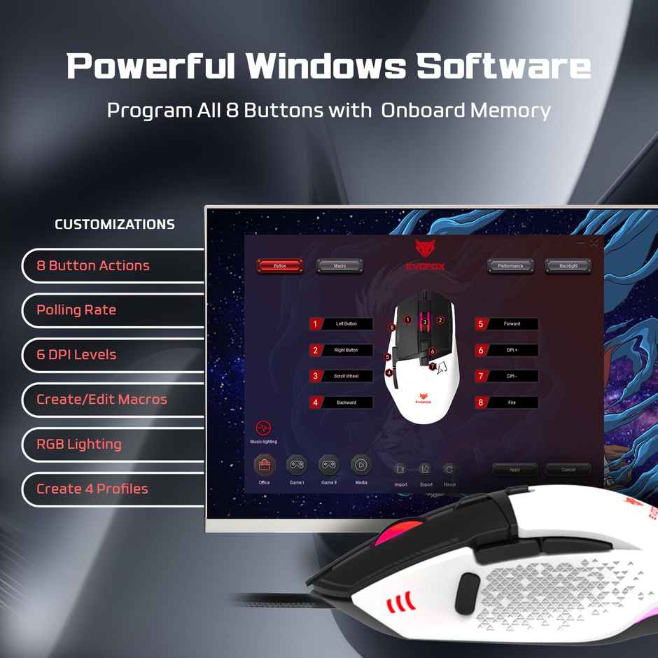 EvoFox Phantom 2 Gaming Mouse - White