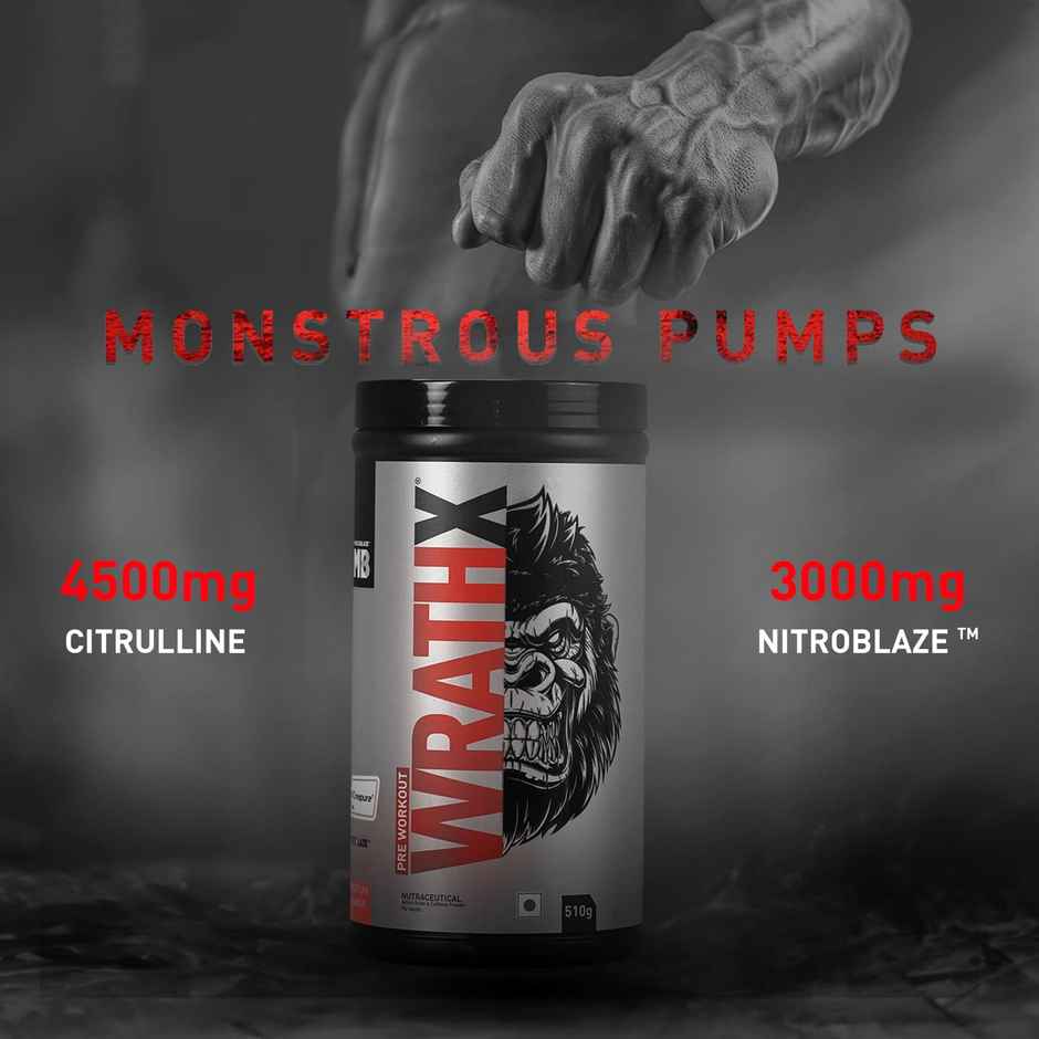 MuscleBlaze Pre Workout WrathX, (Fruit Fury, 30 Servings)