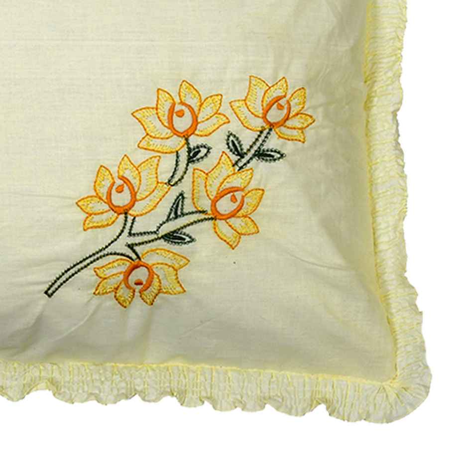 Kuber Industries 17"x27" 2 Pieces 200 TC Embroidered Cotton Pillow Cover Set | Cream