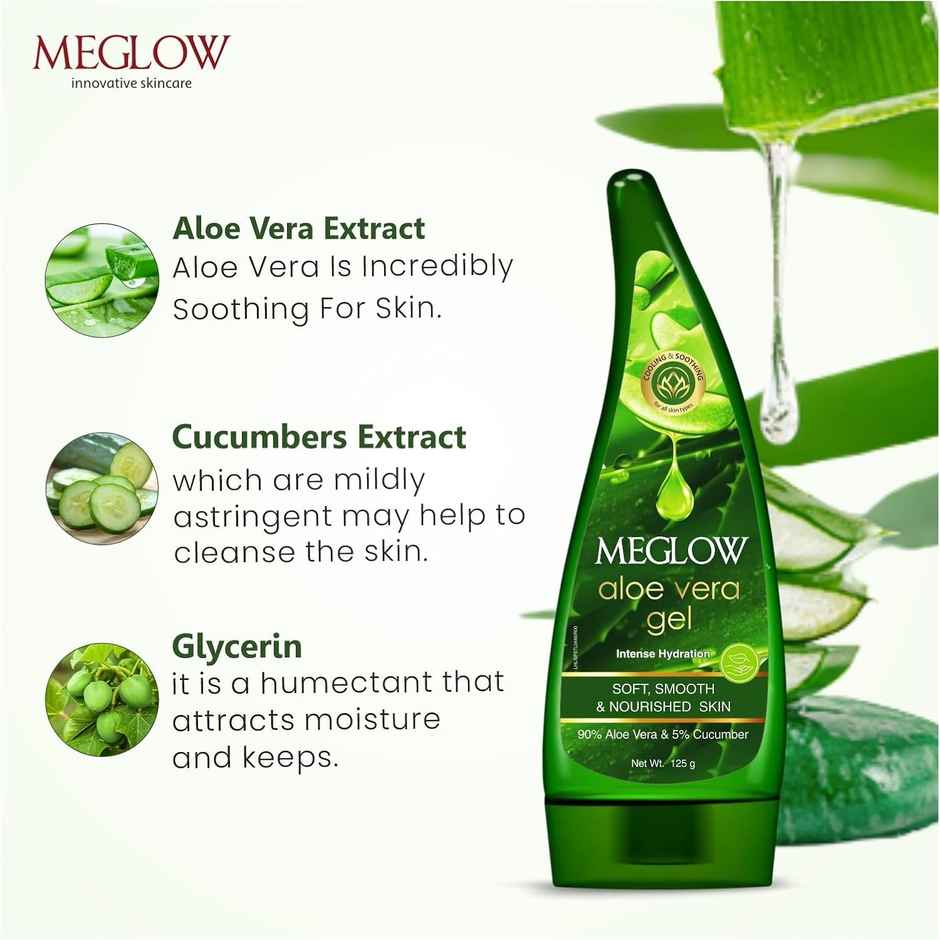 Meglow Aloe Vera Gel with Cucumber for Deep Hydration & Nourishment