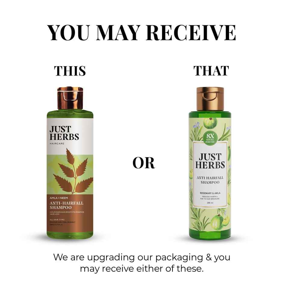 Just Herbs Anti Hairfall Shampoo with Rosemary & Amla  | 8X Hairfall Control