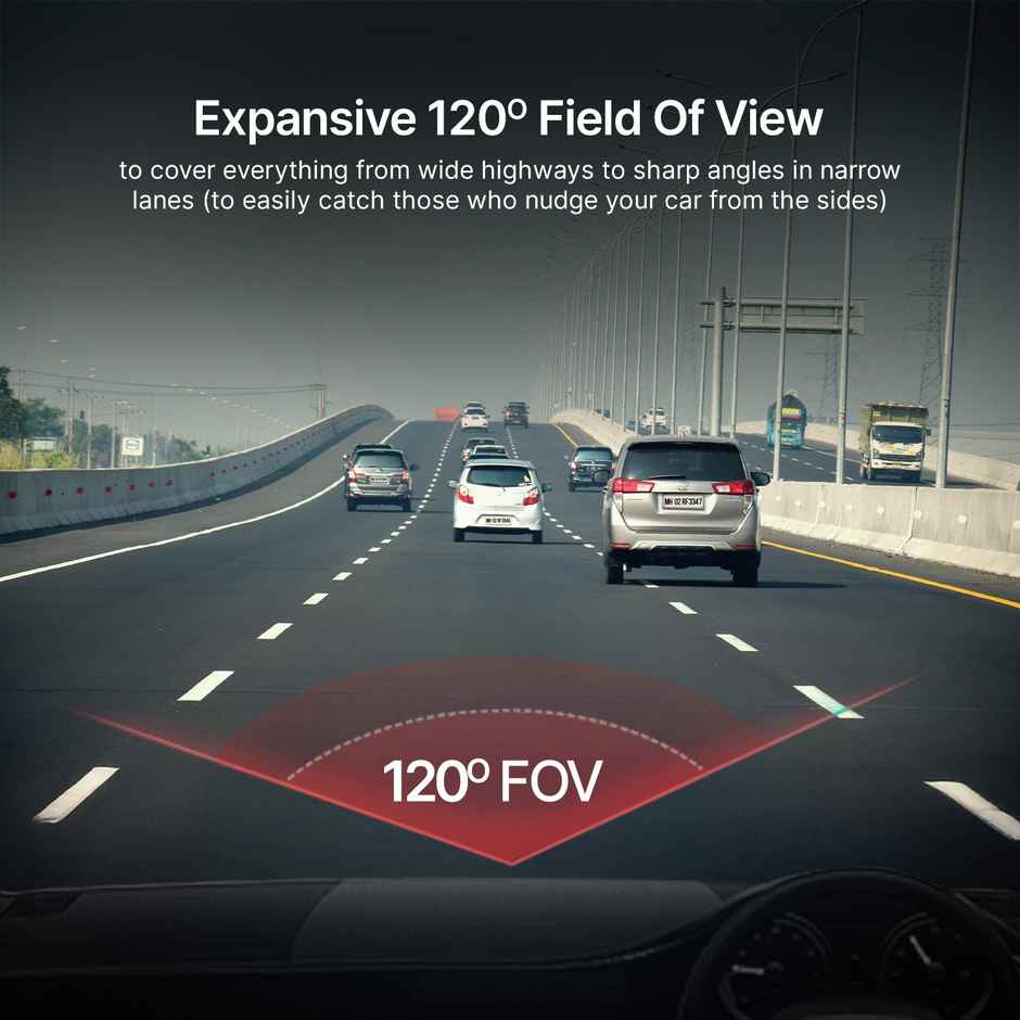 Qubo Car Dashcam Pro X by Hero Group | 3MP 1296P FHD+ Camera | NightPulse Vision | Wide-Angle FOV | Supercapacitor | Built-in Wi-Fi, Mic | App Control | G-Sensor | Up to 1TB Storage - Space Grey