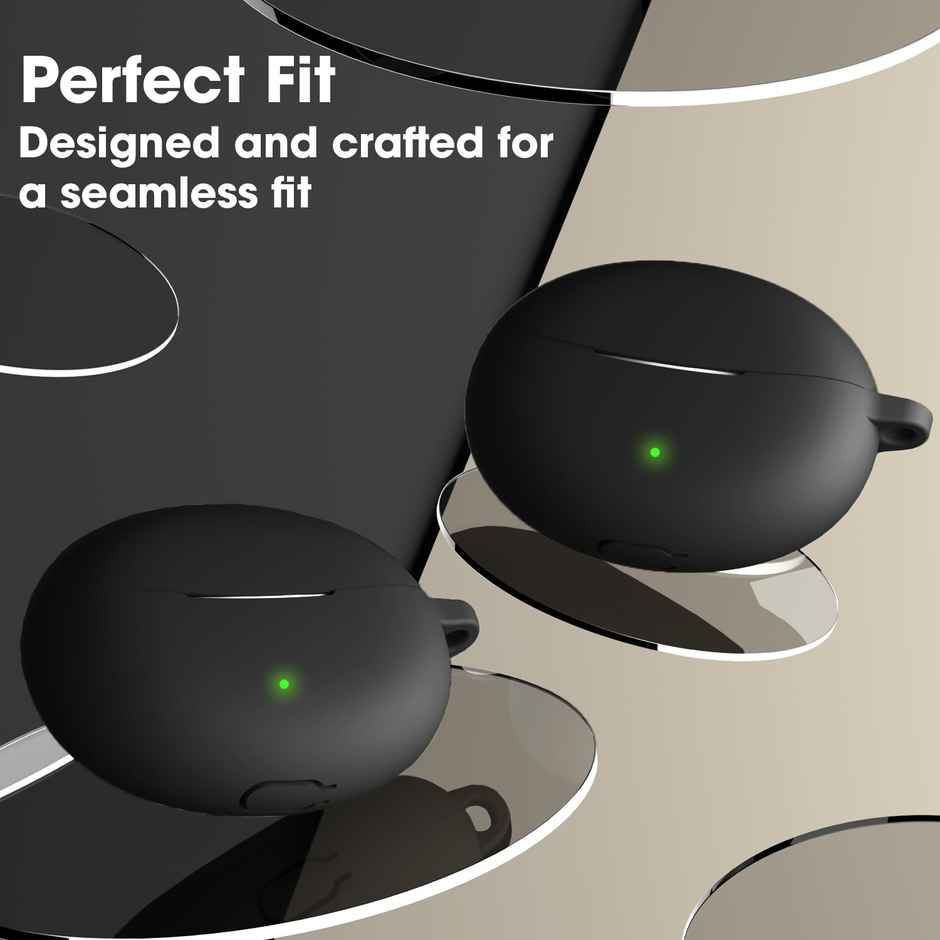 Sounce TWS-Silicone Earphone Case Cover for Oppo Enco Air3 Pro | With Keychain | Black