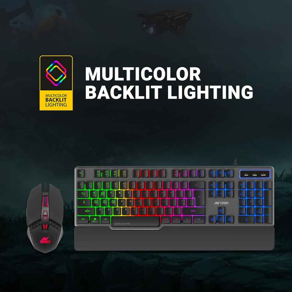 Ant Esports Km500 Pro Backlit Gaming Keyboard,Braided Cable And 3200 Dpi Optical Sensor