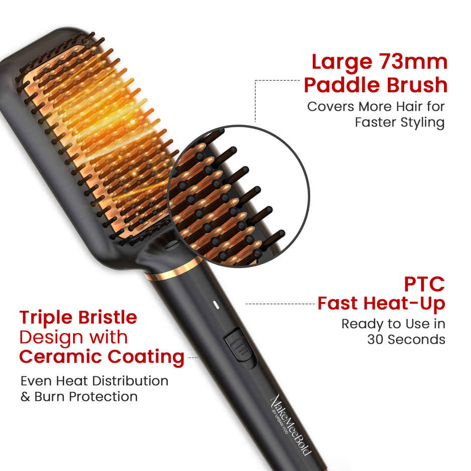 Urban Yog Make Mee Bold Frizz Free Hair Straightener Brush |Large Paddle Design, Electric Comb