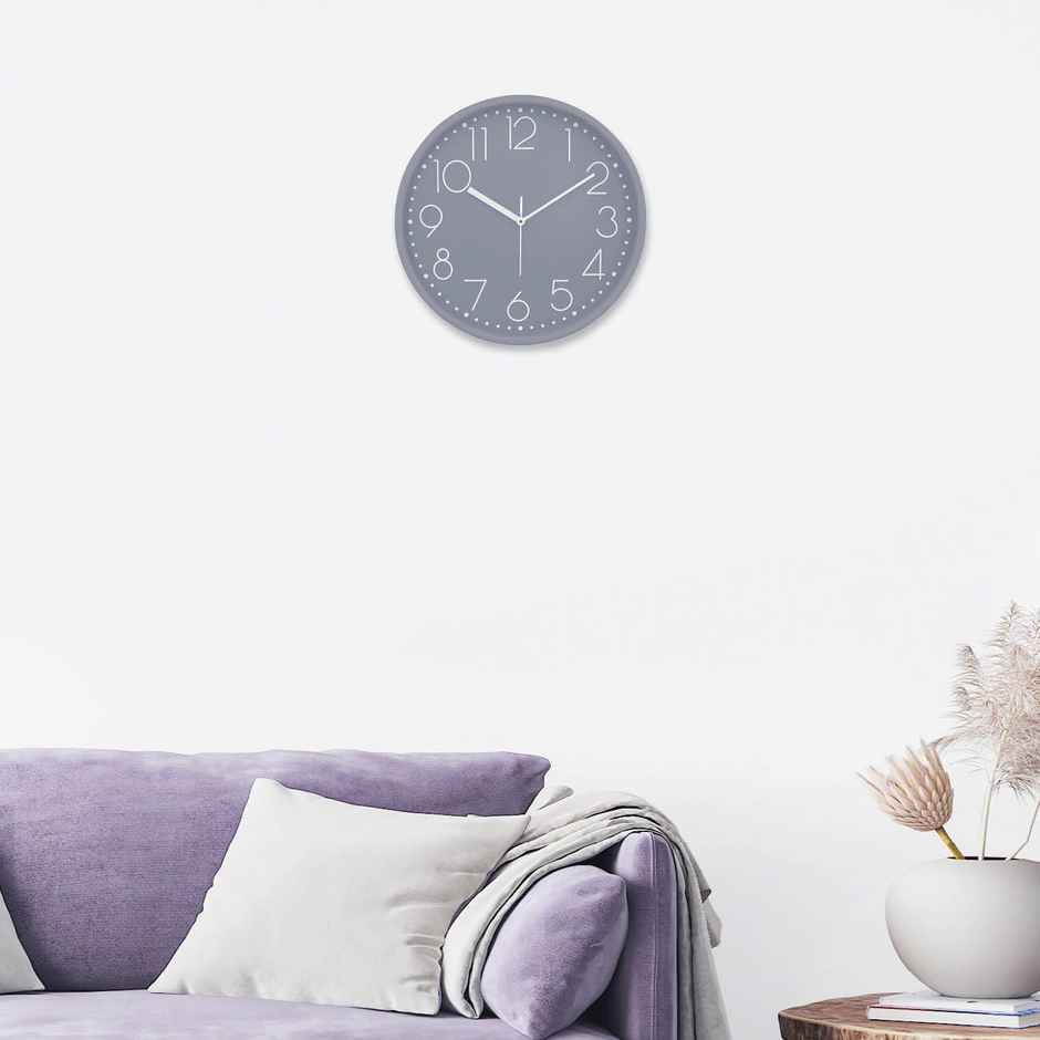 Bosco Modern Silent Grey Dial and Frame 30 CM Round Wall Clock BWC 1804