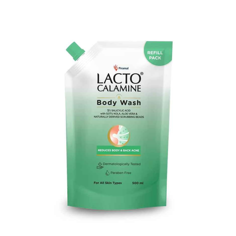 Lacto Calamine 1% Salicylic Acid Body Wash | Pouch Pack | With Cica, Aloe Vera