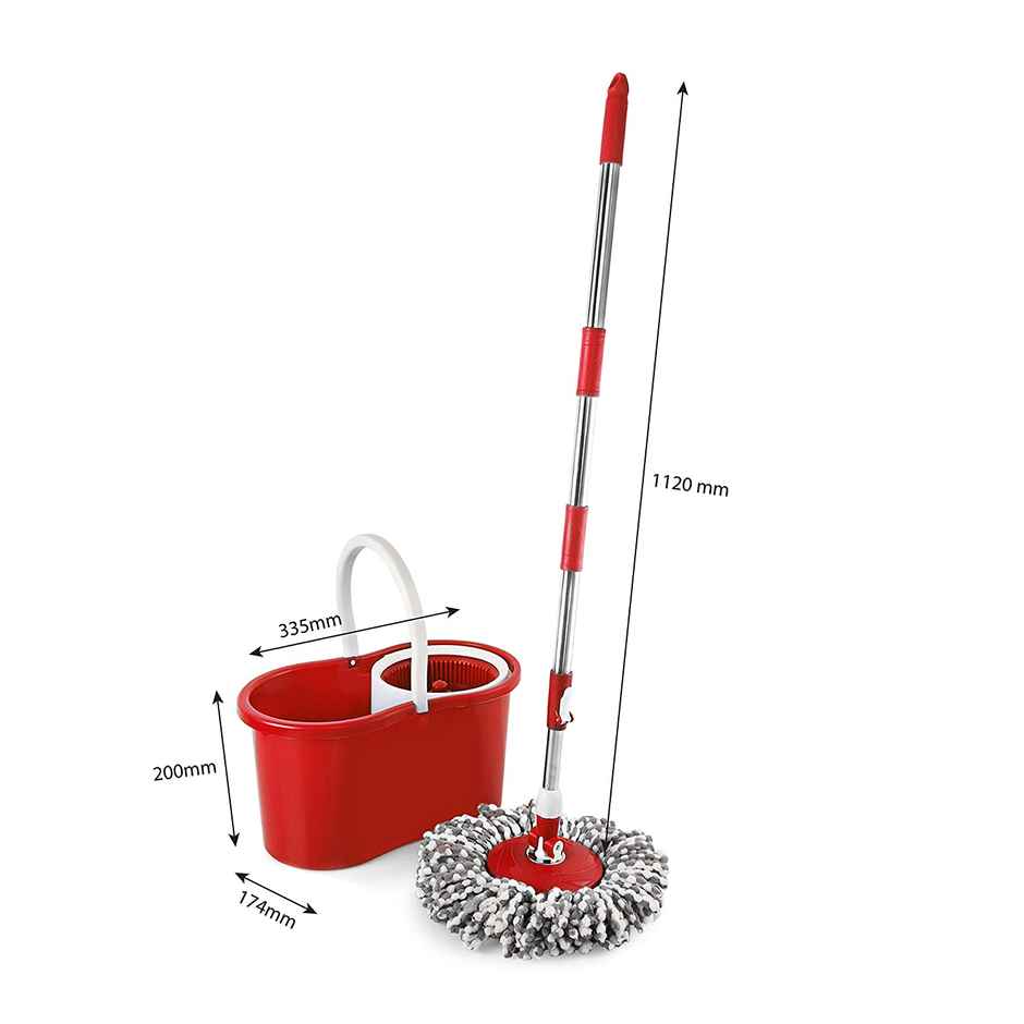 Cello Kleeno Compacto Spin Mop with 2 Refill, Red