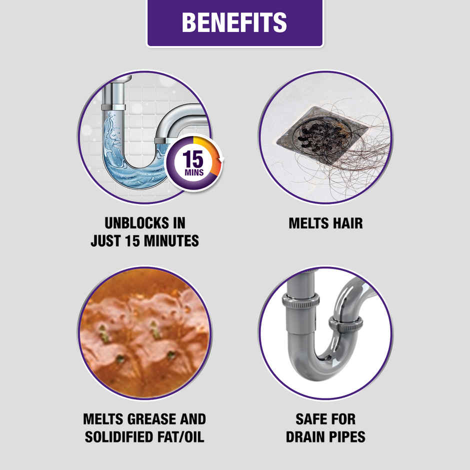 Harpic Drain Cleaner Powder | Sink & Pipe Cleaner For Drainage Block