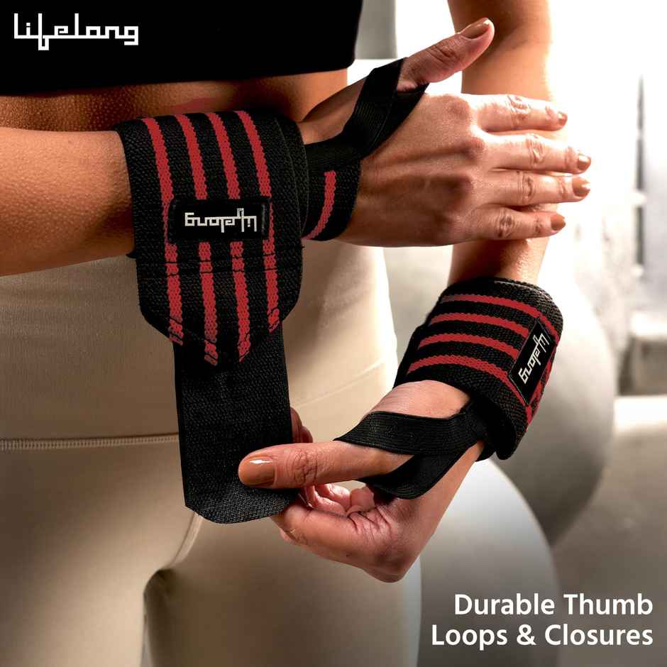 Lifelong Wrist Supporter Gym Workout Band | Red and Black