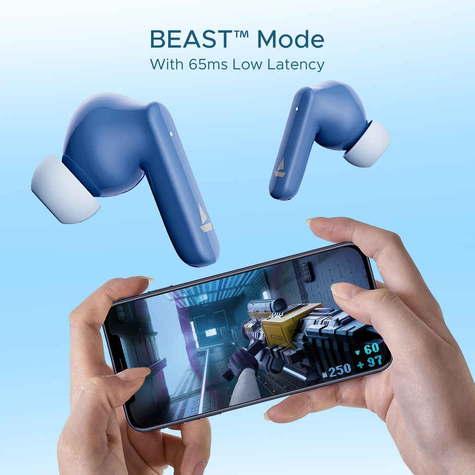 boAt Airdopes 120 TWS | 40H Playtime, Quad Mic ENx, 65ms Beast Mode, IPX4 | Dawn Blue