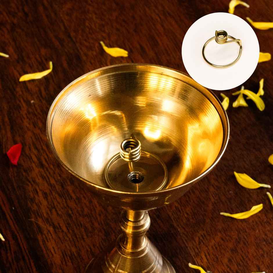 Ekhasa Pure Brass Wick Holders For Oil Lamp | Deepam Stand, Vilakku Thiri Holder