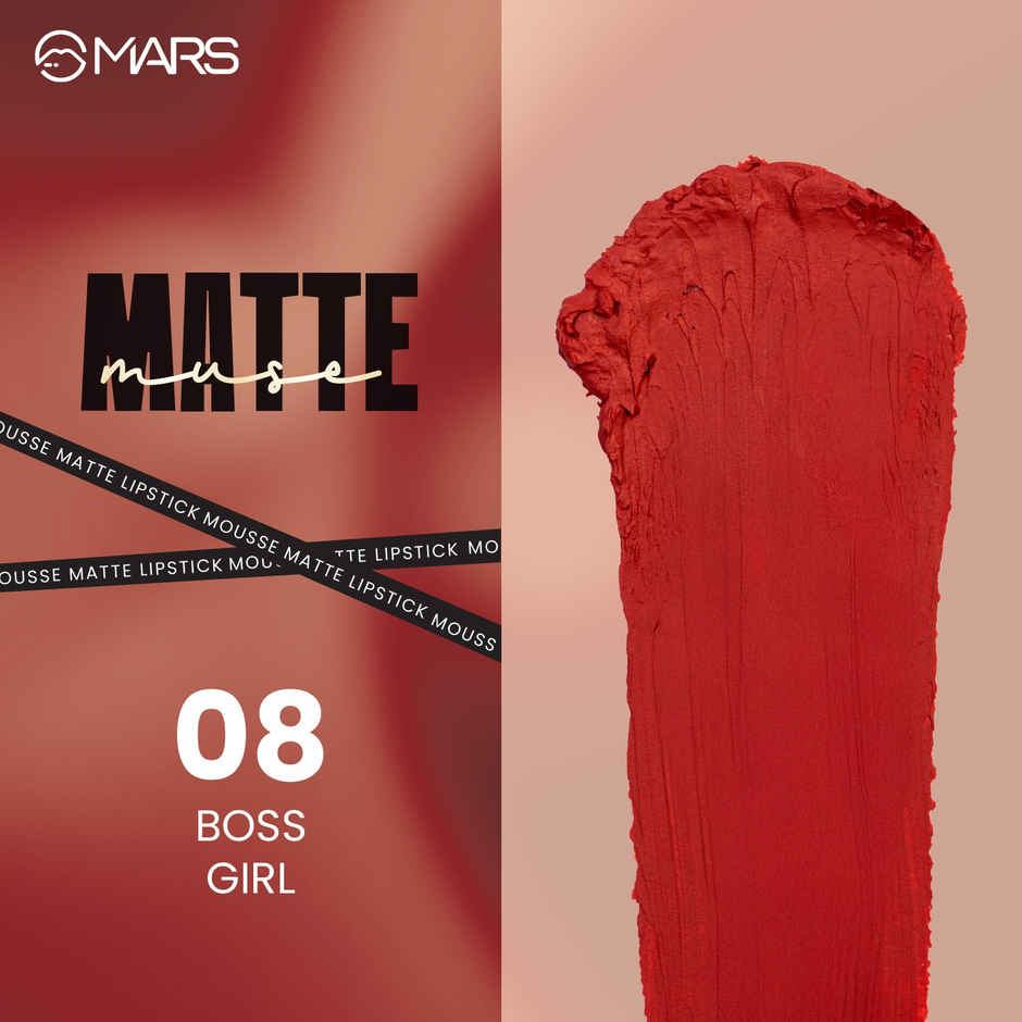 MARS Cosmetics Matte Muse Mousse Lipstick | 3 ml | 08-BOSS GIRL with Doe-Foot Applicator