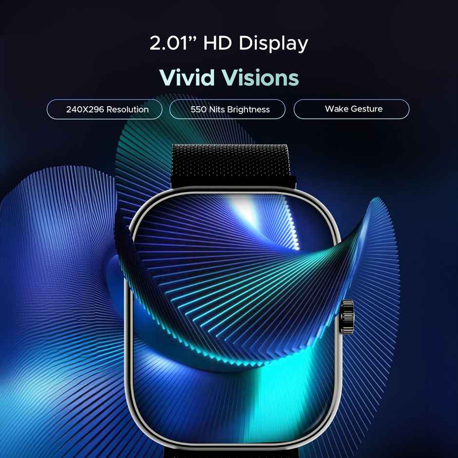 boAt Wave Sigma 3 Smart Smartwatch | 2.01" Display | BT Calling - Metal Black