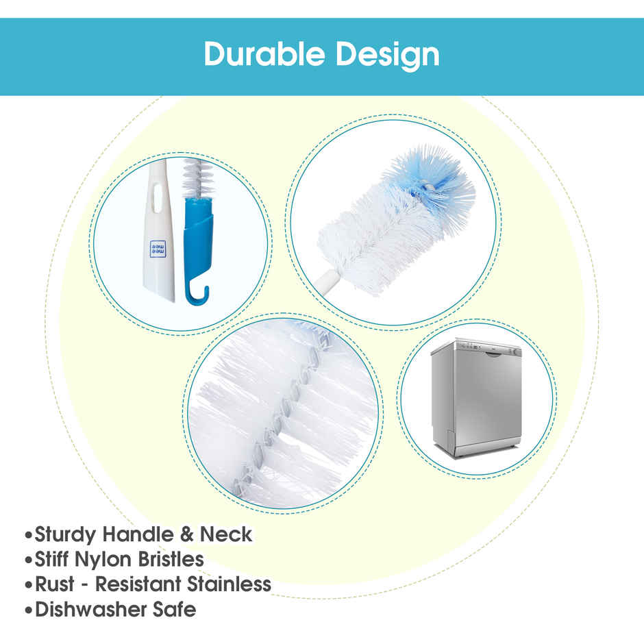 Mee Mee Bottle and Nipple Cleaning Brush with 360-degree Rotary Handle | Blue