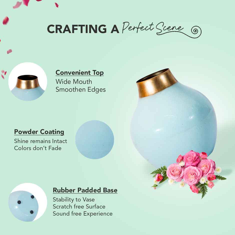 Ekhasa Unbreakable Metallic Blue Flower Vase For Home Decor | Aesthetic Flower Vase Gift
