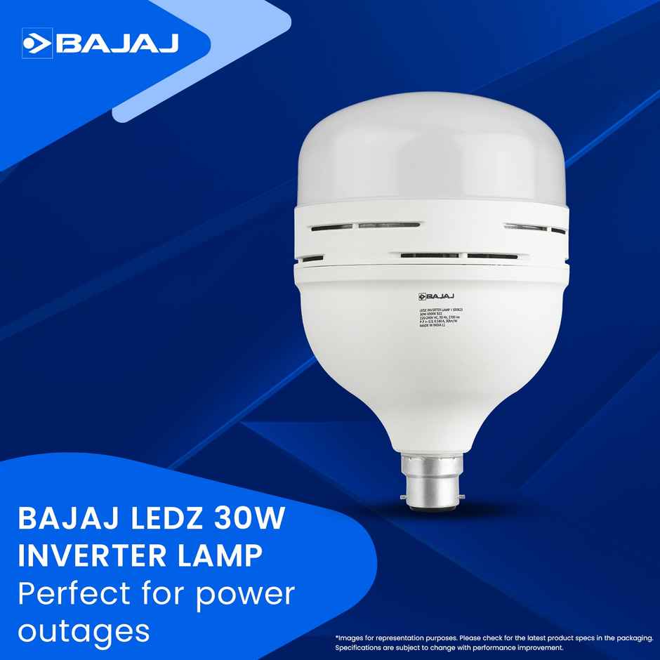 Bajaj LEDZ 30W Rechargeable Emergency Inverter LED Bulb | B22 Base Holder