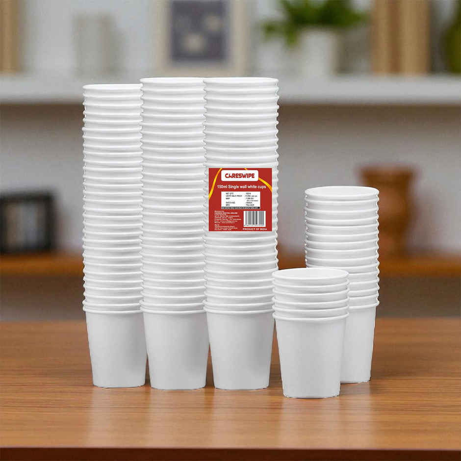Disposable Paper Cups Glass | 150 ml | Careswipe