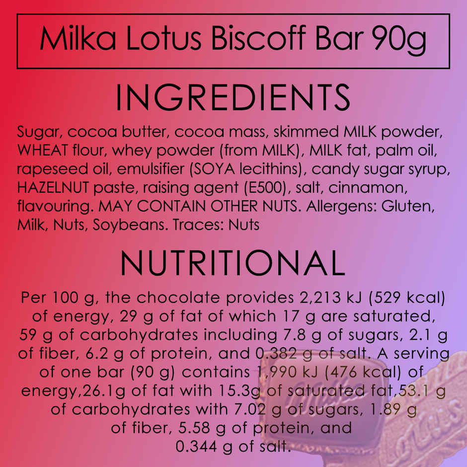 Milka Lotus Biscoff Bar