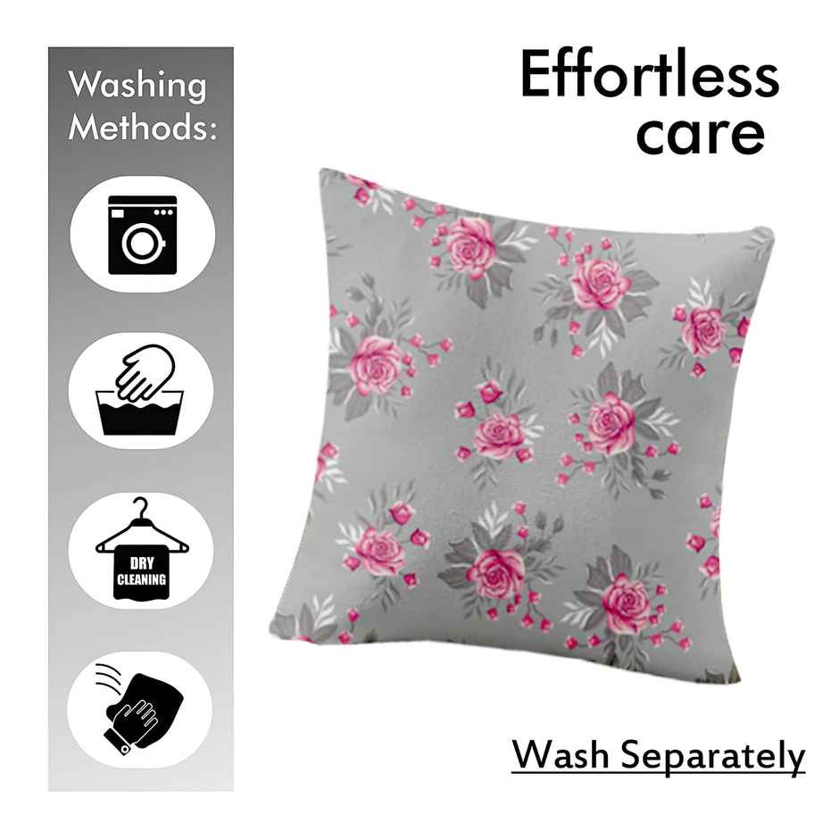Lushomes Boho Cushion Covers - Grey Flowers | 16 x 16 inch | 5 pcs