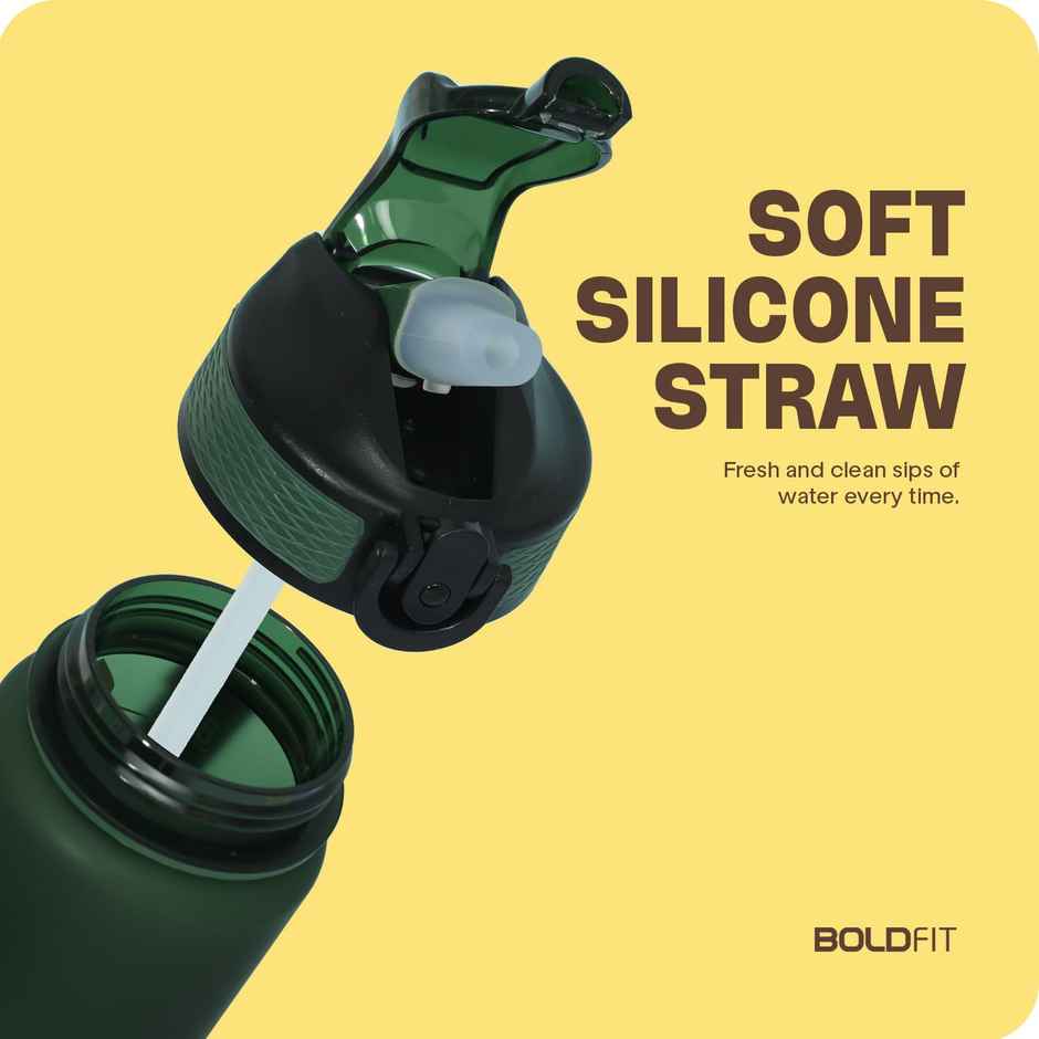 Boldfit Sipper Water Bottle Motivational 1L Hunter Green