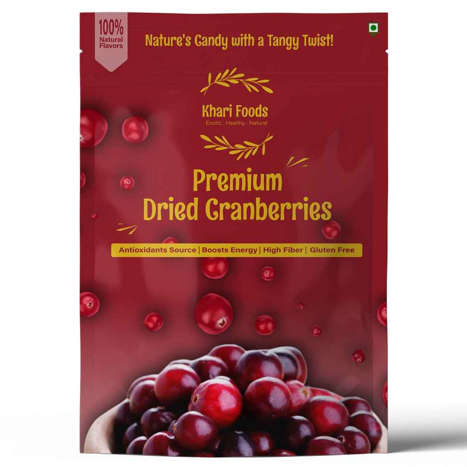 Khari Foods Premium Dried Cranberries | Antioxidants | Juicy & Delicious for Kids & Adults