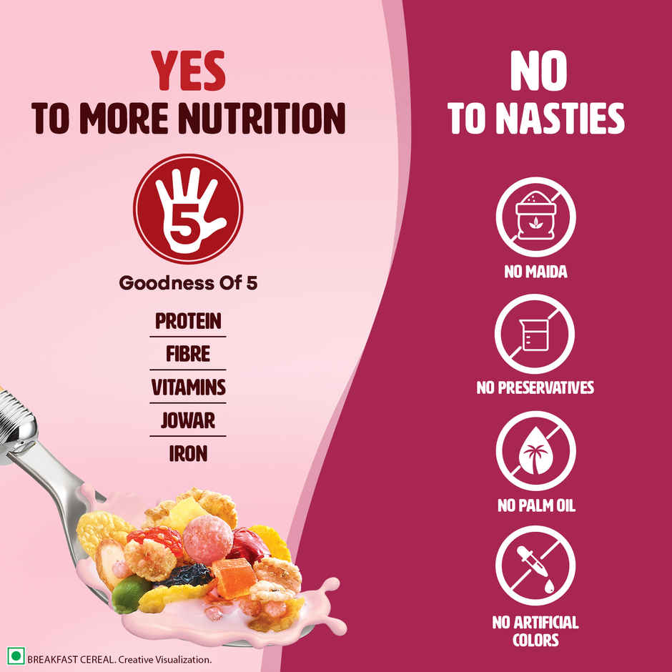 Saffola Muesli Fruit & Nut Berry Crunch with Flavour Pops | 15 In 1 Fruit And Nuts, Seeds | Millet & More