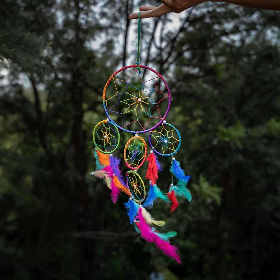 Urbanfix Three Round Dream Catcher for Bedroom & Living Room | Boho Wall Hanging Decoration